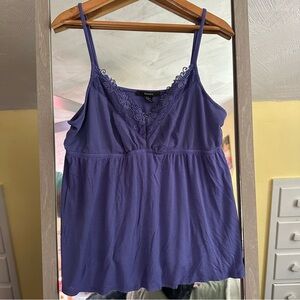 ⭐️ Tahari Intimates Sleep Tank Lace Sexy Purple V-neck Cami XL Babydoll Lingerie